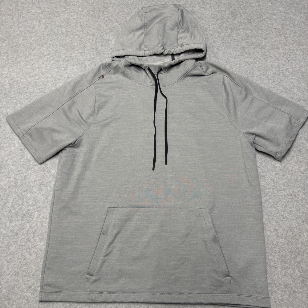 Rhone Luxe Hoodie Mens L Gray Short Sleeve Lightweight Stretch Pullover Gym